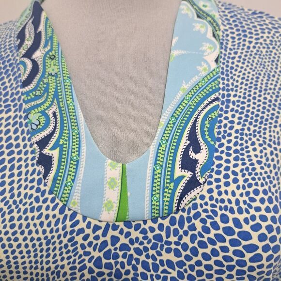 J.McLaughin Gisel Tunic Catalina V Neck Speckle Blue/White/Green Patterned Small - Picture 8 of 12